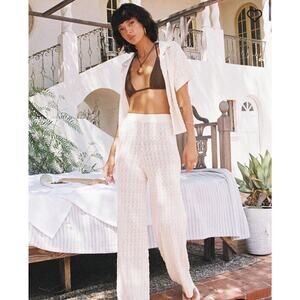 Princess Polly Elizondo Cream Sheer Knit Wide Leg Pants Sz/S NWT